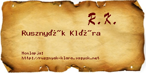 Rusznyák Klára névjegykártya